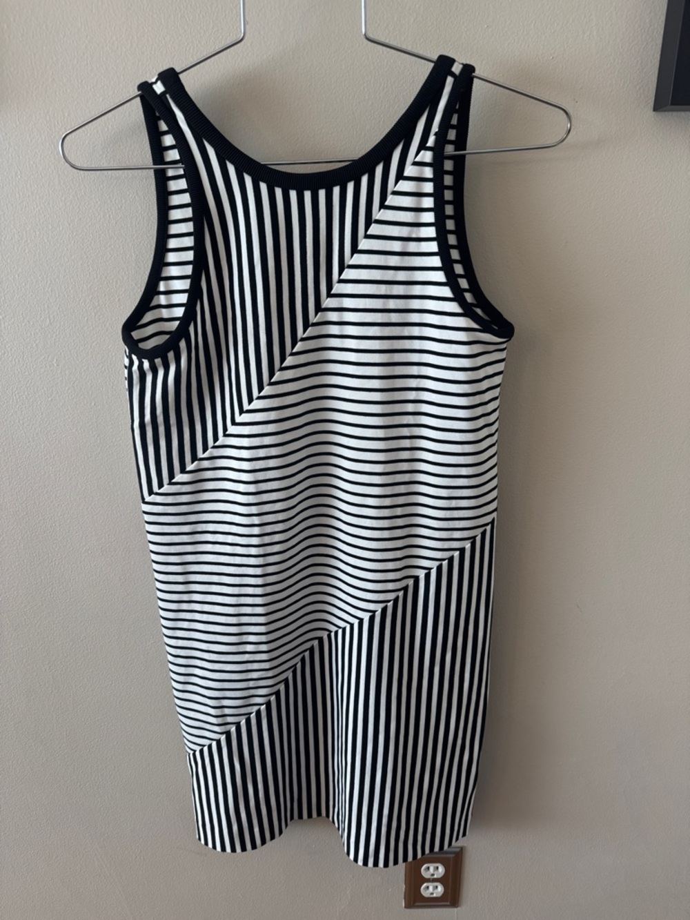Rebecca Minkoff Black and White Diagonal Stripe Tank Mini Dress